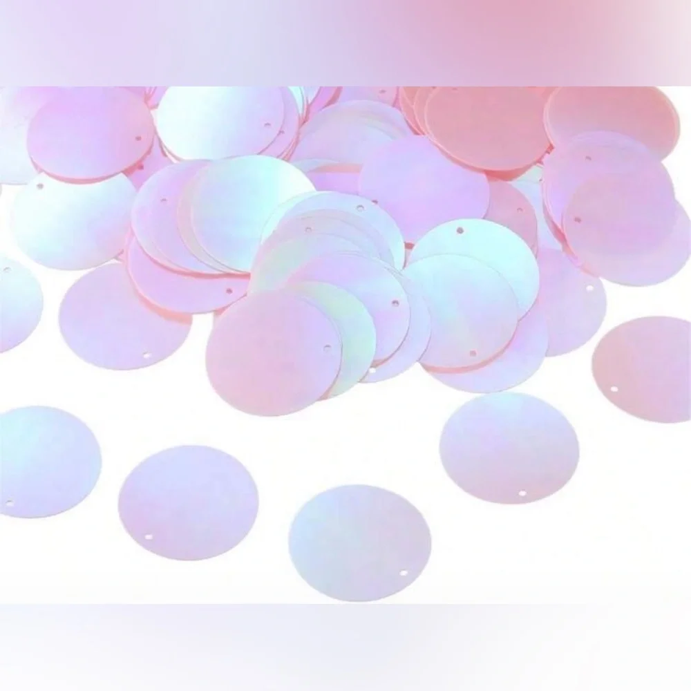 100 Pack 30mm Large Pink Round Sequins Single Hole Pailette DIY Sewing Craft